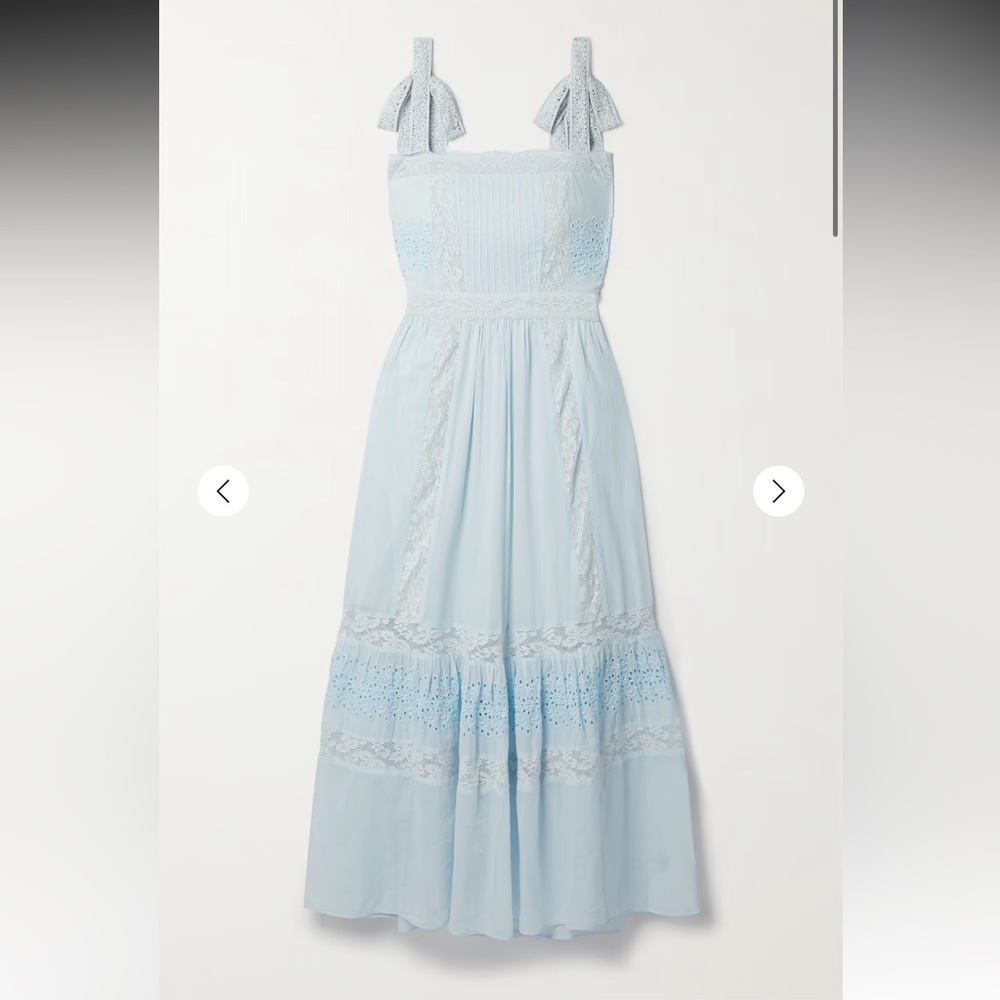 Ayala crochet lace-trimmed broderie anglaise cotton midi loveshackfancy dress‎